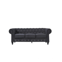 Wholesale factory cheap modern three seater black velvet sofa for living room couch